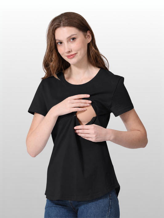 Nursing Top, Cotton, Hidden Zipper, Discreet, Soft Coverage