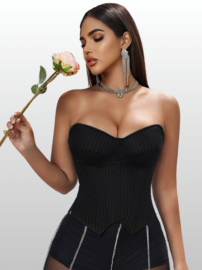 Umstandsmode, Korsett, Trägerlos, Nadelstreifen, Figurformend