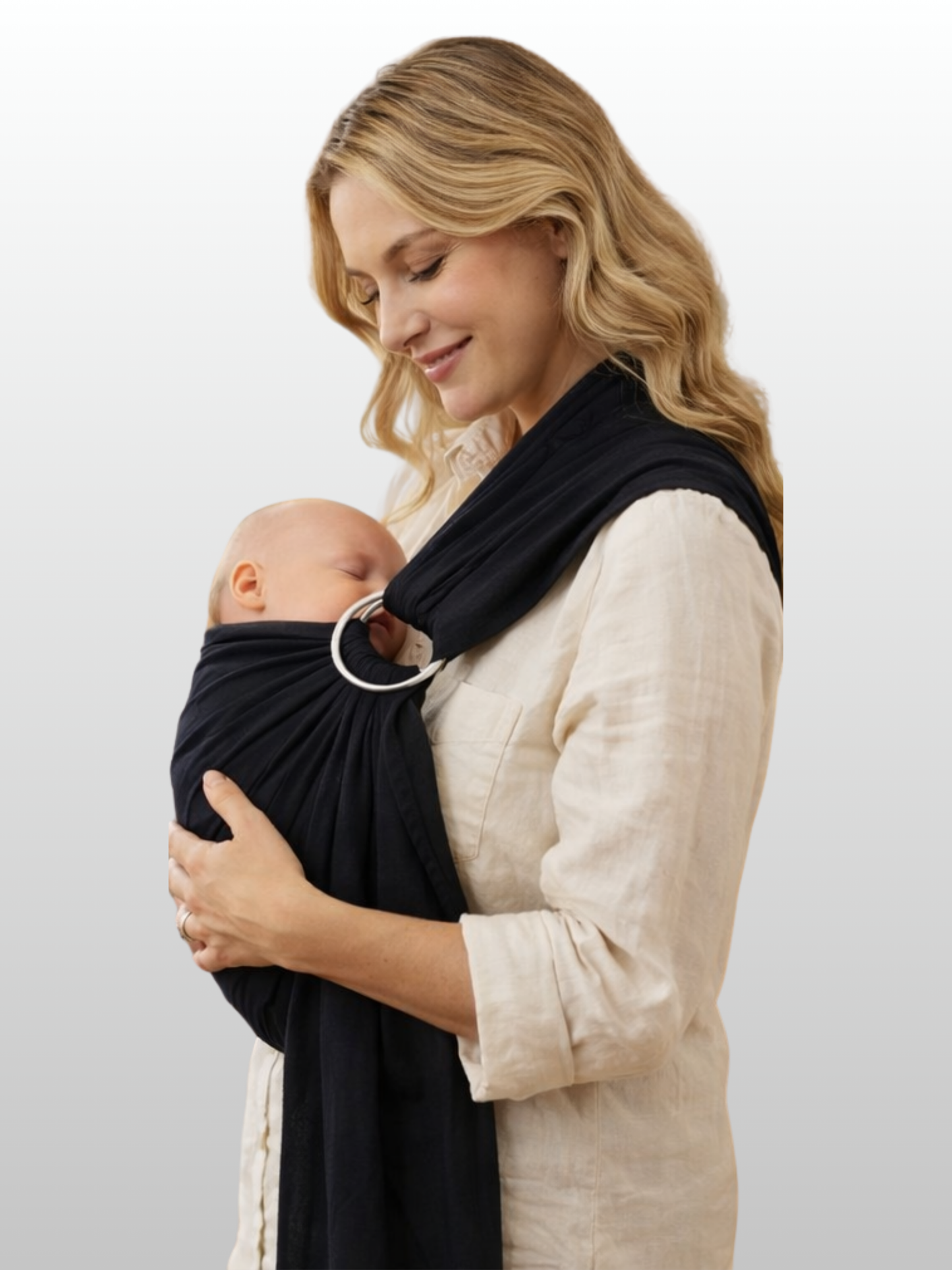 Ringsling, Neugeborene, Skin-to-Skin, Leinen-Baumwolle, Ergonomisch, Atmungsaktiv, C-Kurven-Haltung