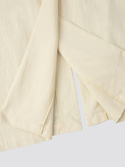 Maternity Dress Midi in Cotton with Lapel Collar and Nursing Access