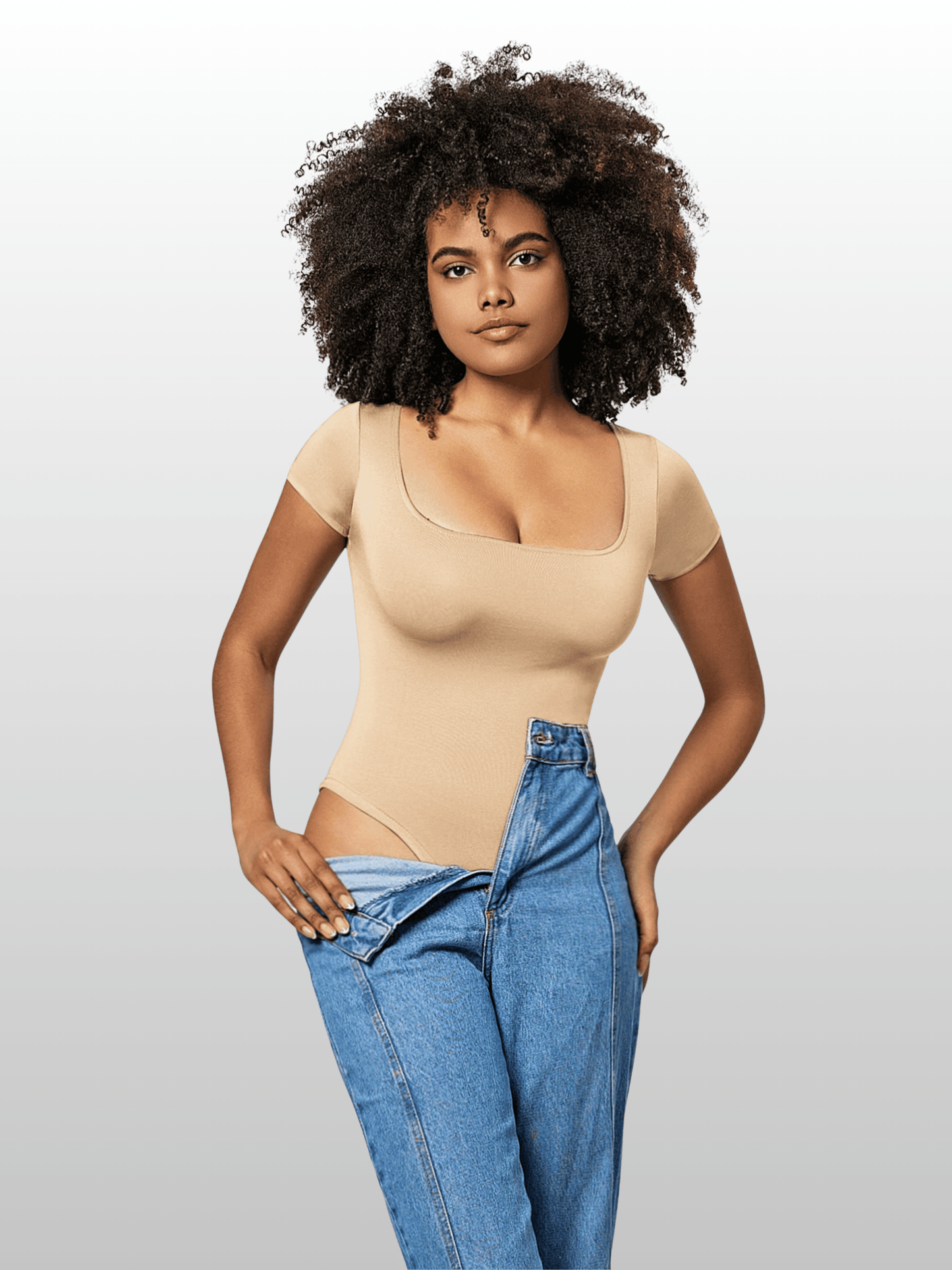 Shaping Bodysuit, Kurzarm, Quadratischer Ausschnitt, Nahtlos, Stringschnitt, Kompression, Figurformend
