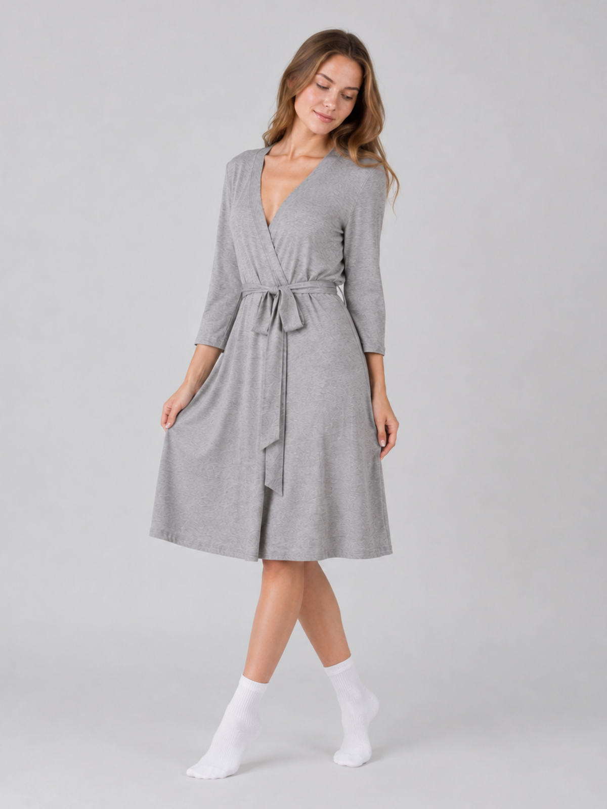 Maternity and Postpartum Robe in Modal with Tie Belt for Nursing