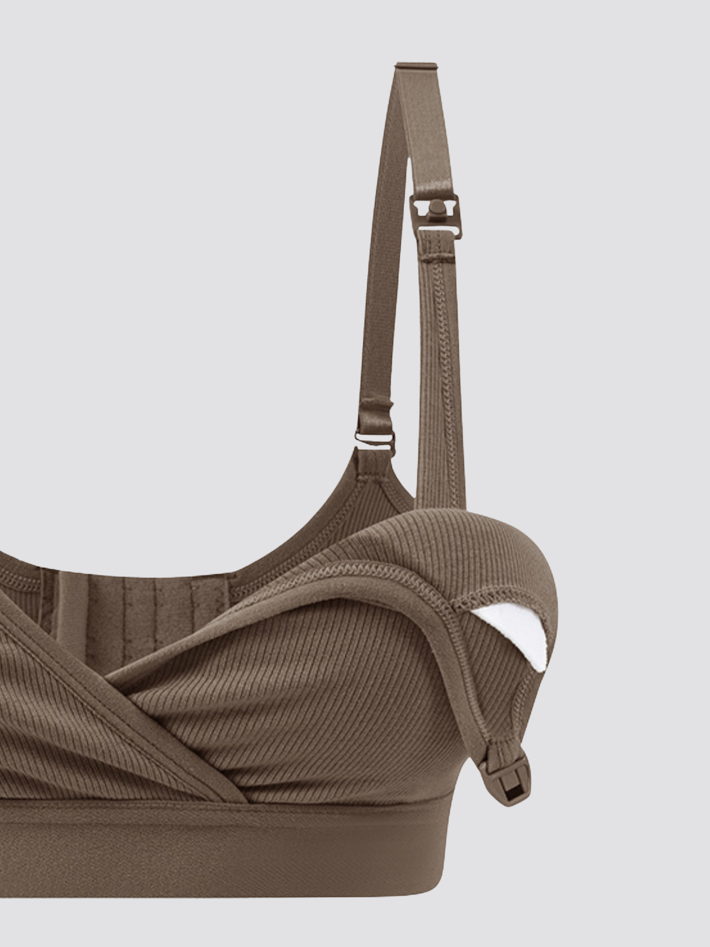 Nursing Bra, Ribbed, Dual Access, Pumping, Nursing, Wire-Free, Wrap Design, Hands-Free, Night Comfort