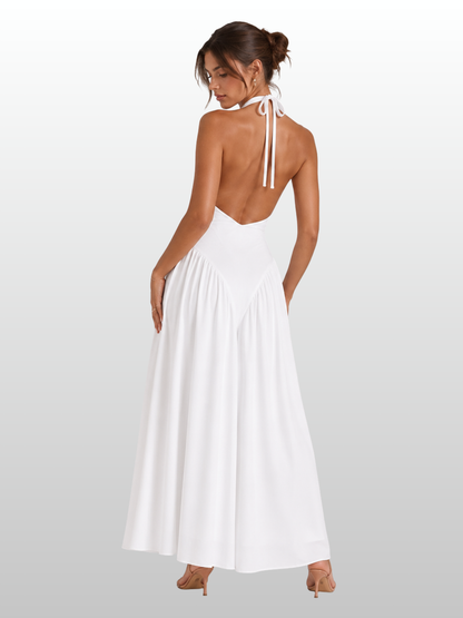 Maxikleid Neckholder mit Bodycon-Oberteil, fließender Rock