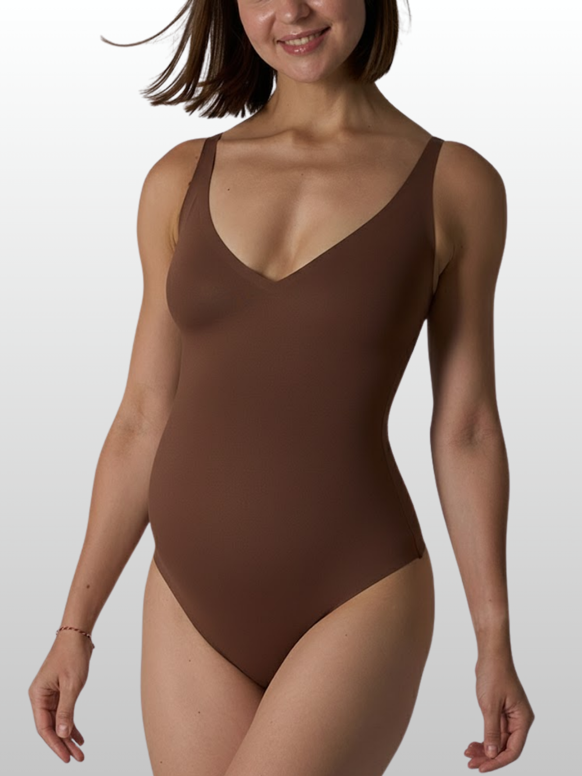 Nahtloser Umstands Body, V-Ausschnitt, Stillfreundlich, Ultra-Stretch, Schwangerschaft