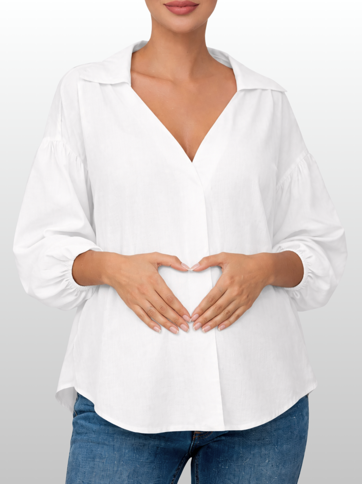 Maternity Blouse, Office Look, Loose Fit, All Trimesters, Collared, Elegant Drape, Postpartum