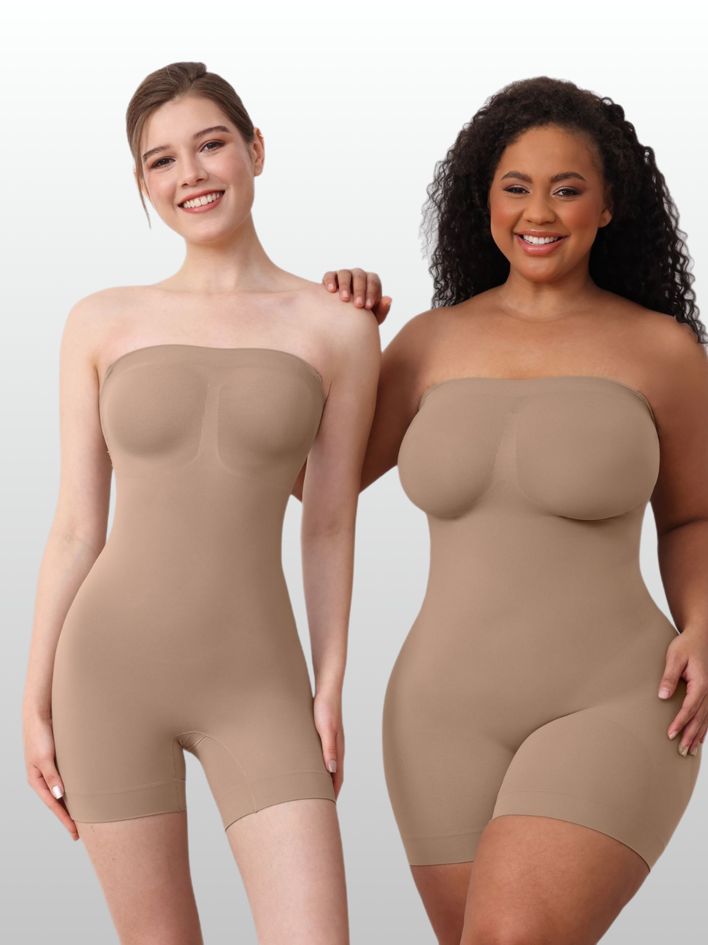 Shapewear Body trägerlos mit Silikon-Haftrand, nahtlos