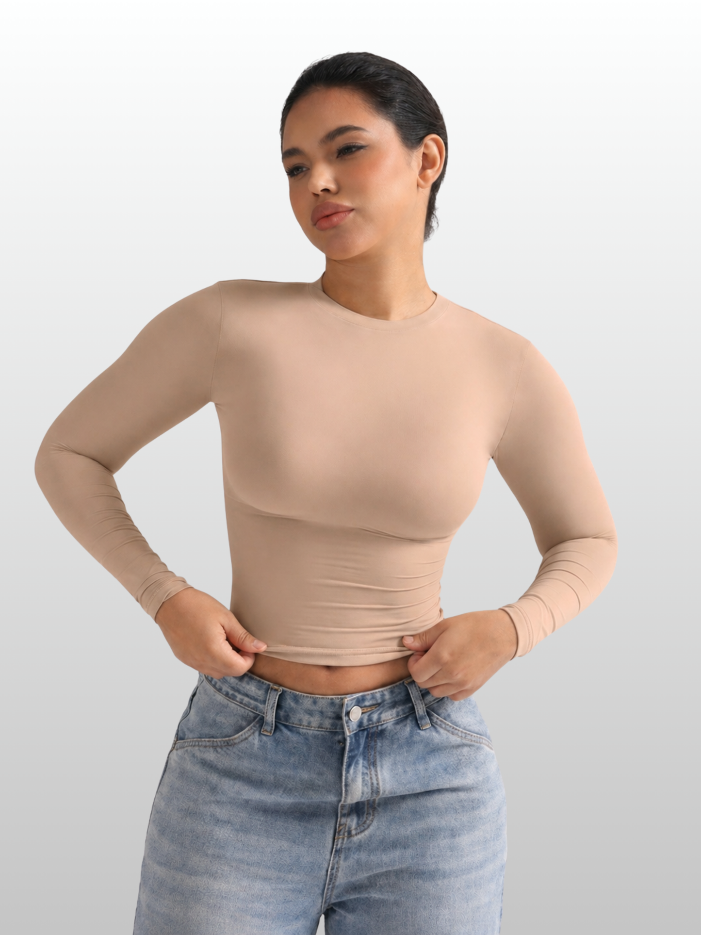Shaping Top, Langarm, Kompressions-Fit, Second-Skin, Bauchweg-Effekt, Rundhals, Damen