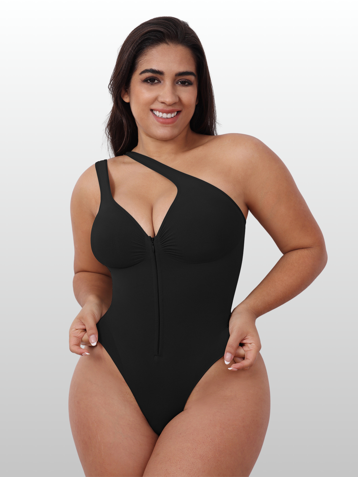 Shaping Bodysuit, Front-Reißverschluss, Sweetheart-Ausschnitt, Nahtlos, Taillenkontrolle, Figurformend, Outerwear