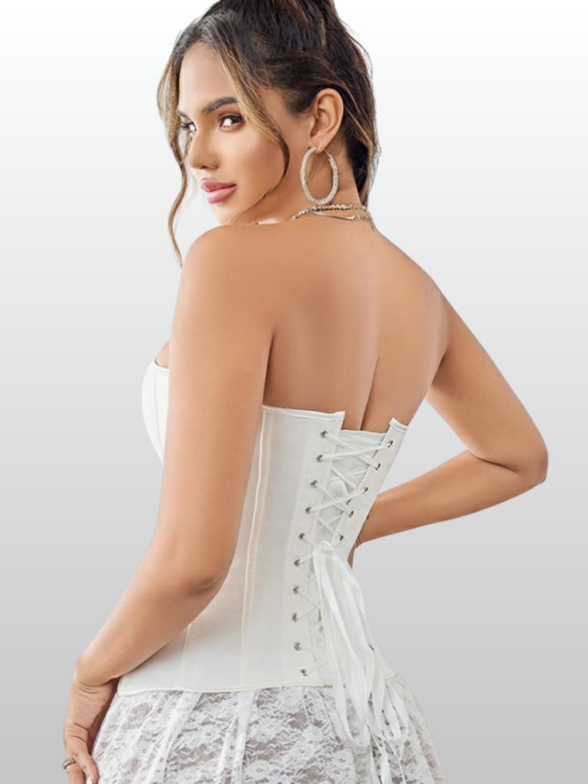 Umstandsmode, Korsett, Trägerlos, Satin-Glanz, Top, Figurenformend