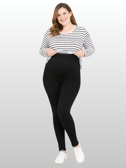 Maternity Leggings, Plus Size, High Waist, Ultra-Stretch, Cotton, Adjustable, All Trimesters