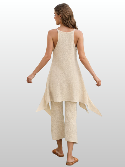 Maternity Set, Asymmetric Top, Wide-Leg Pants, Viscose Knit