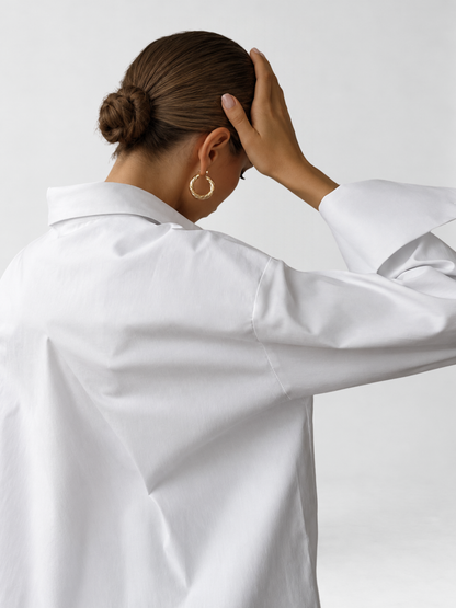 Maternity Shirt Oversized Button Down with Long Cuffs and Chest Pocket