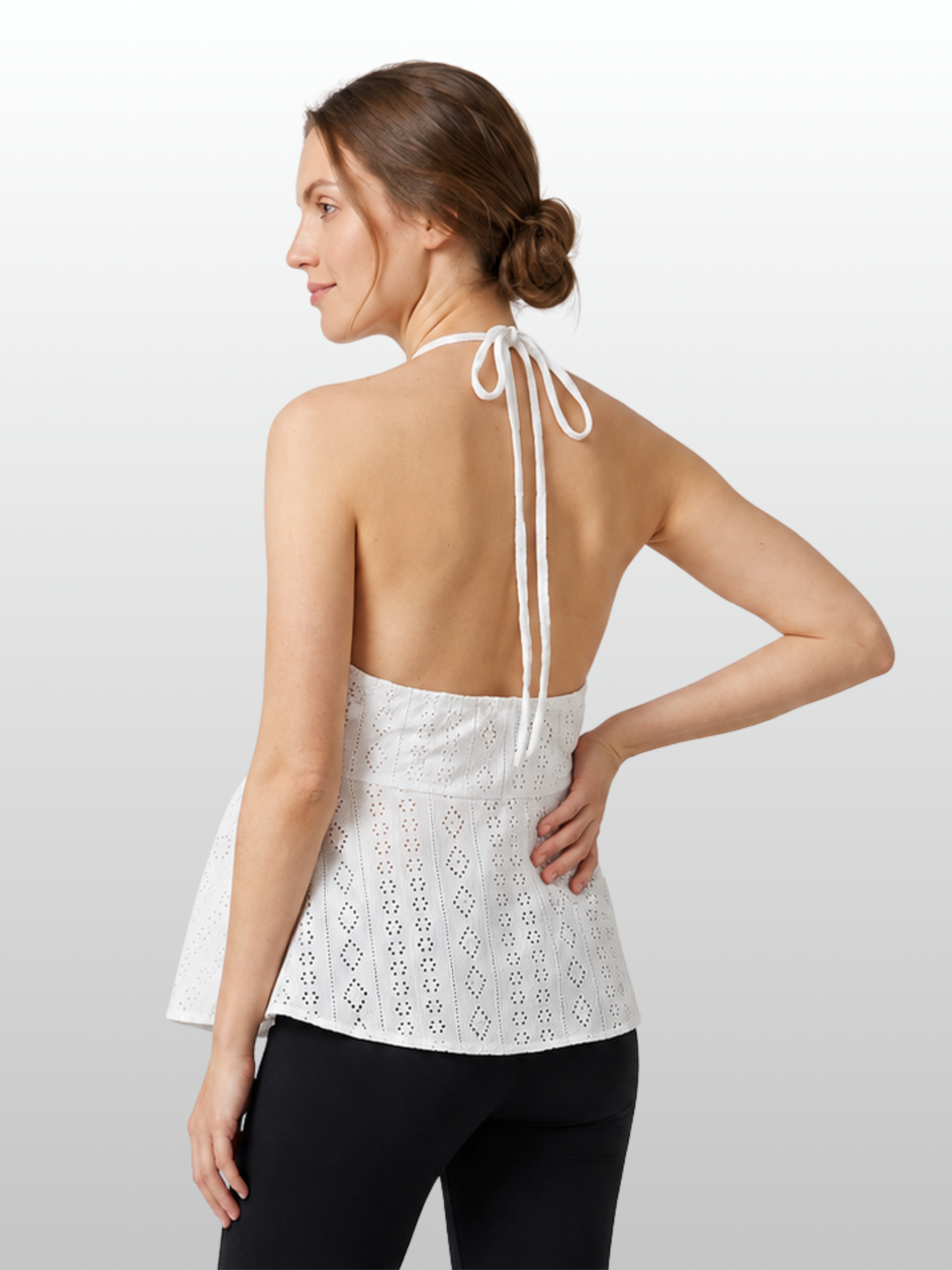 Stilltop Sommer mit Lochstickerei & Crossover-Ausschnitt
