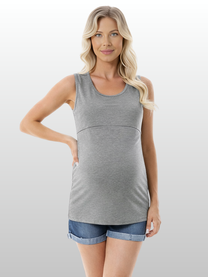 Umstands-Stilltanktop, Ärmellos, Reißverschluss-Zugang, Baumwolle, Schwangerschaft Stillzeit, Atmungsaktiv Sommer