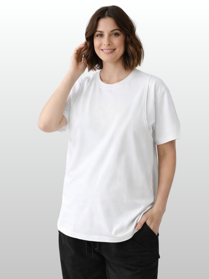 Umstands-Stillshirt, Oversized, Versteckter Stillzugang, J-Naht, Atmungsaktiv, Schwangerschaft Stillzeit