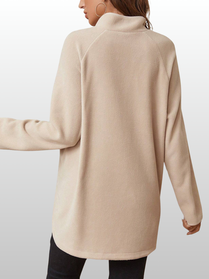 Umstandsmode, Fleecepullover Half-Zip, Schwangerschaft Pullover Oversized Weich, Langarm Fleece Umstandsmode, Warmer Winter Hoodie