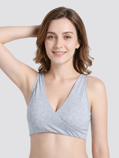 Still-Bralette Baumwolle bügellos mit Crossover-Zugang und Pads