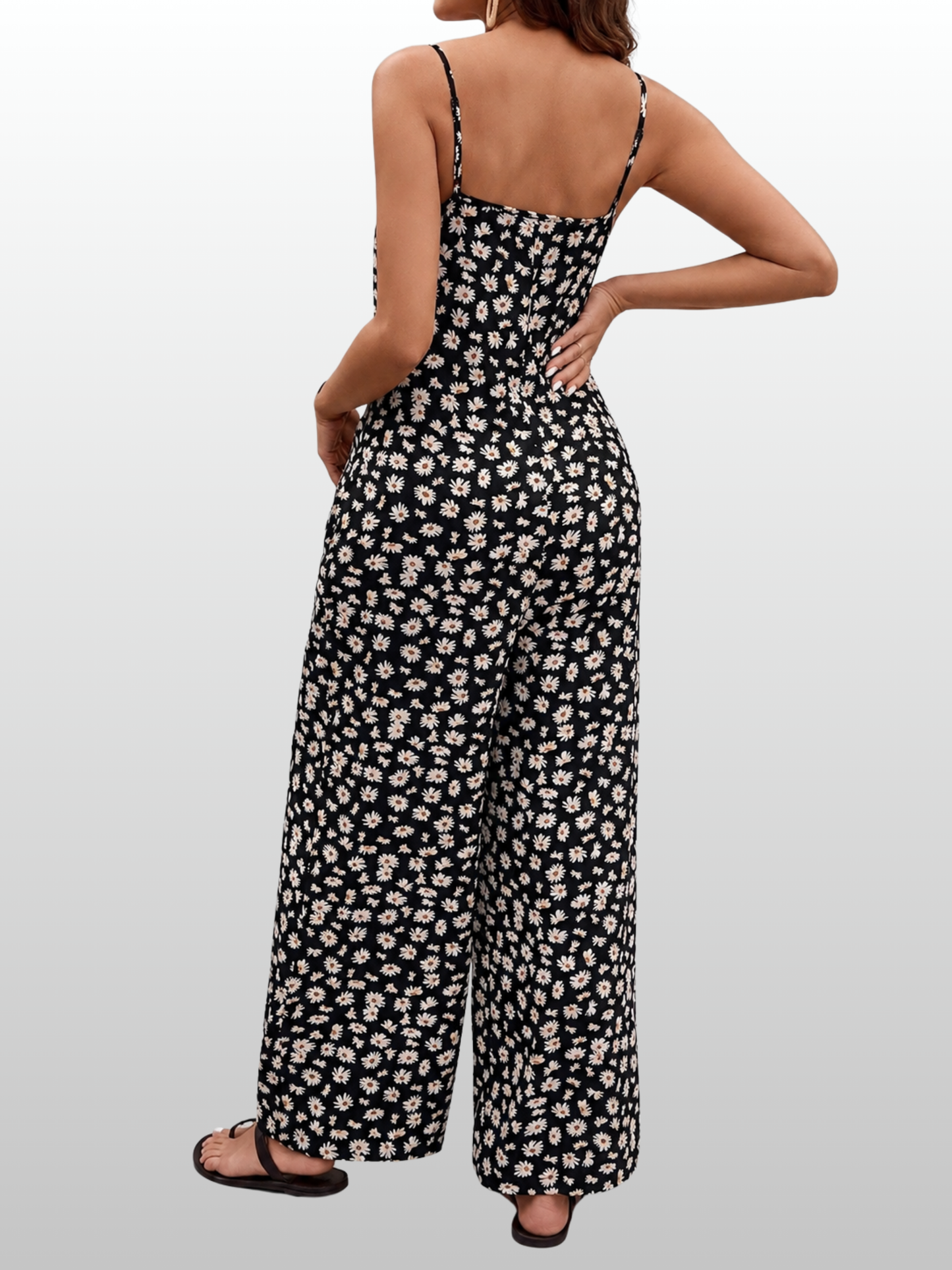 Umstands-Jumpsuit mit Blumenmuster & weitem Bein, ärmellos