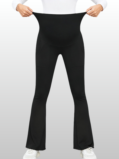 Maternity Pants, Flared, Over-the-Belly, Pockets, Foldable, All Trimesters, Breathable