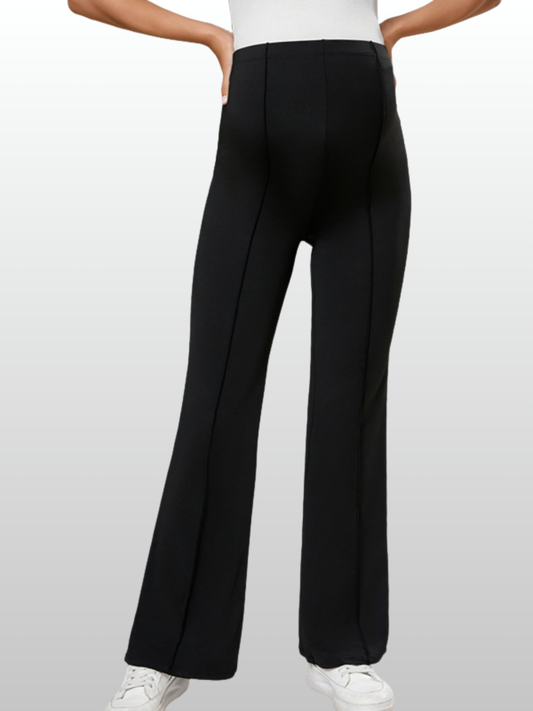 Maternity Pants, High-Waist, Adjustable, Over-the-Belly, Pleated, All Trimesters, Breathable