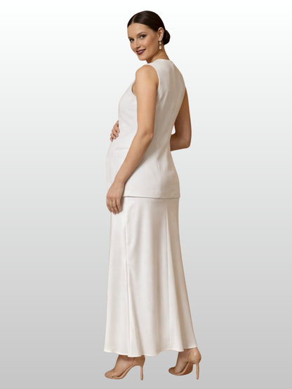 Maternity Vest, Office Style, Structured Cut, Button Front, Peplum Hem, Waist Cut, Business