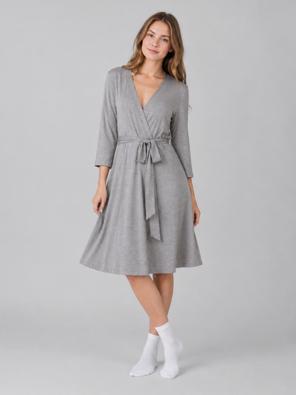 Maternity and Postpartum Robe in Modal with Tie Belt for Nursing