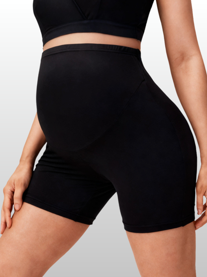 Maternity Bike Shorts, Over-Belly Band, High-Waist, Body-Shaping