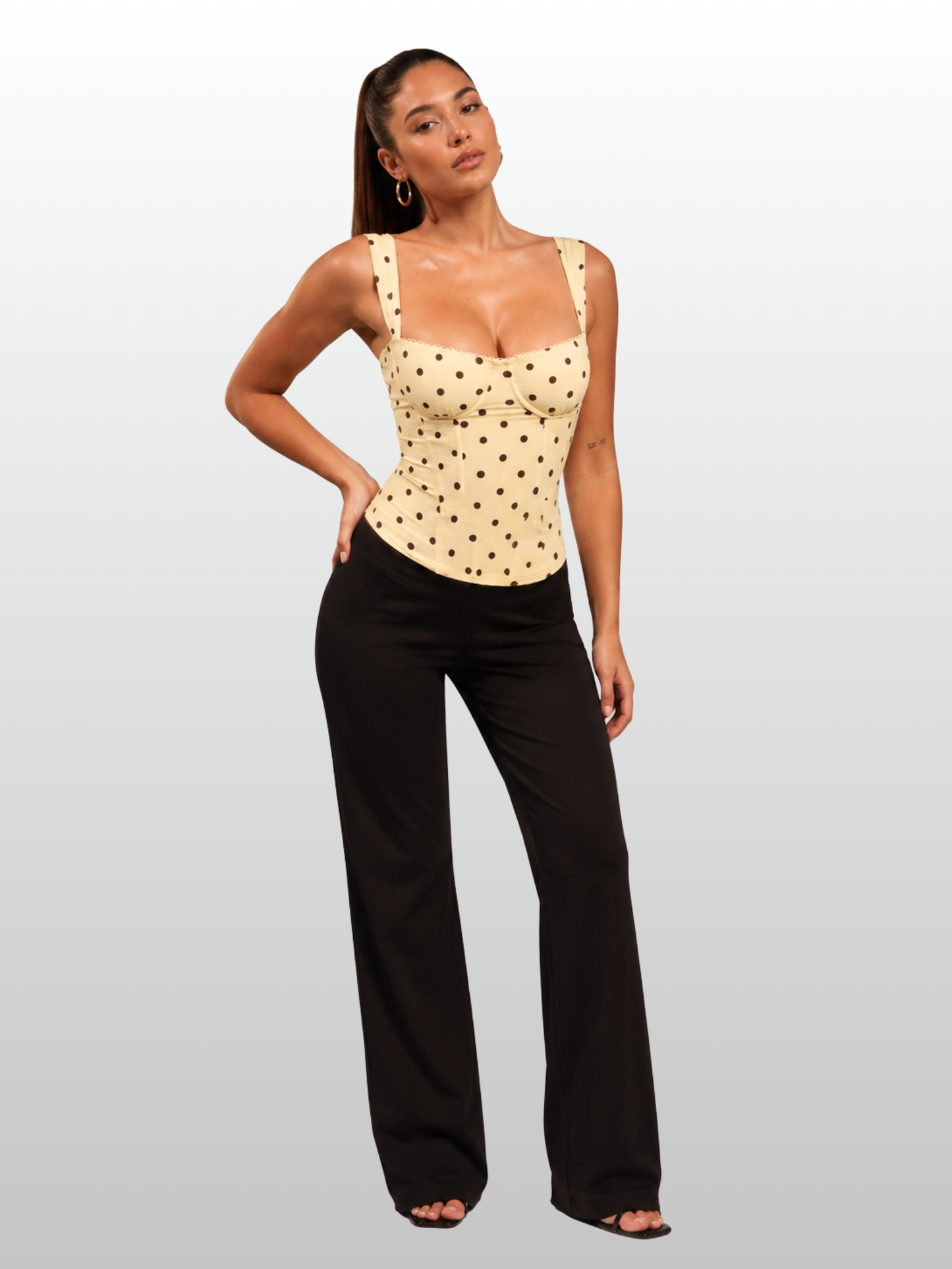 Corset Top Polka Dot with Sweetheart Neck, Wide Straps