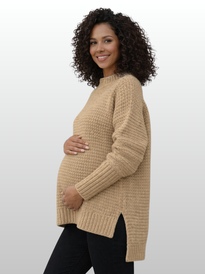 Umstandspullover, Seitenschlitz, Strick, Locker, Herbst & Winter, Alle Trimester, Schwangerschaft & danach