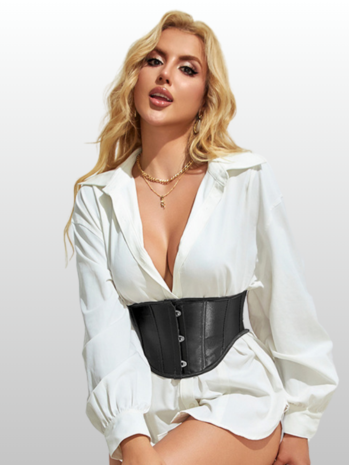 Umstandsmode, Taillenformer Gürtel, Kunstleder, schmales Korsett