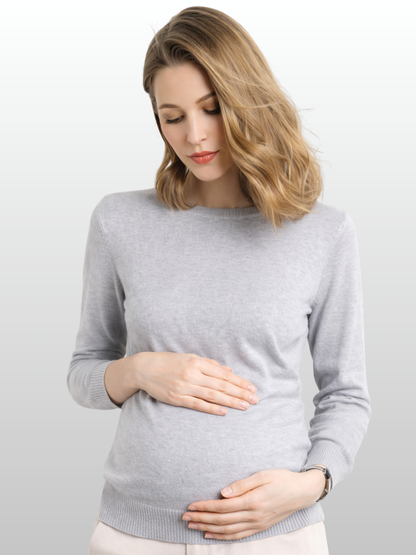 Umstandspullover, Rundhals, Weicher Strick, Elegant, Smart-Casual, Büro & Alltag, Frühe Schwangerschaft