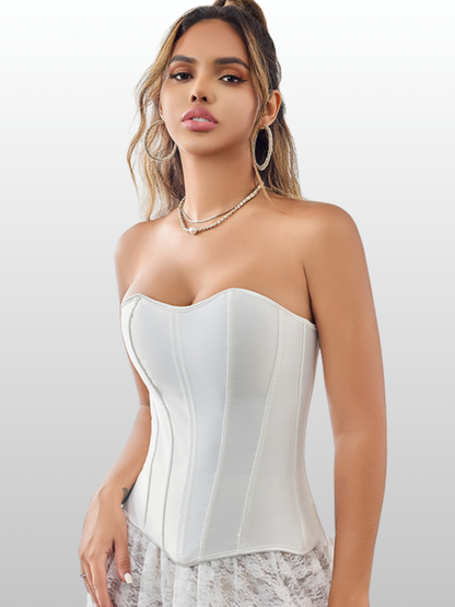 Umstandsmode, Korsett, Trägerlos, Satin-Glanz, Top, Figurenformend
