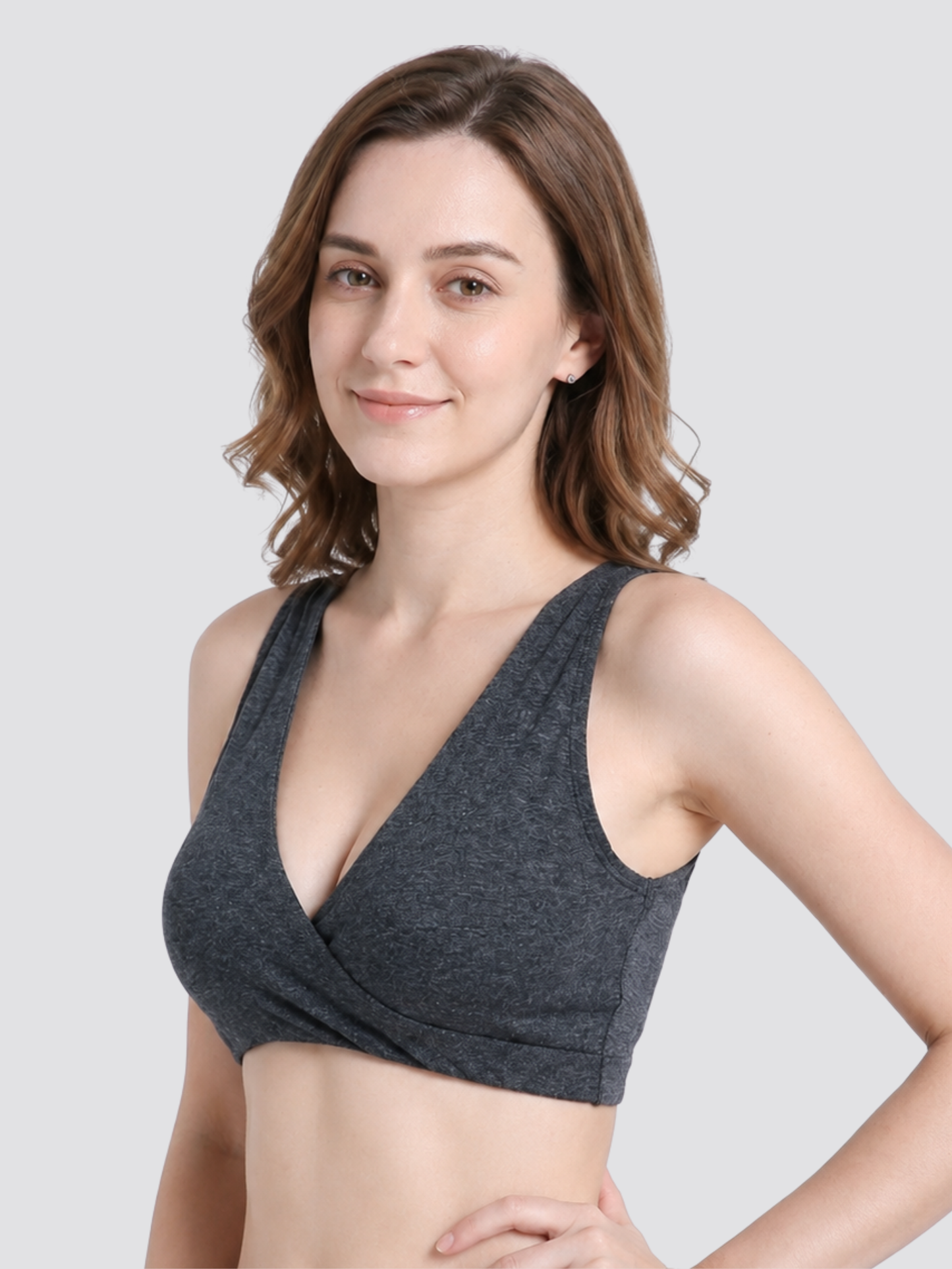 Still-Bralette Baumwolle bügellos mit Crossover-Zugang und Pads