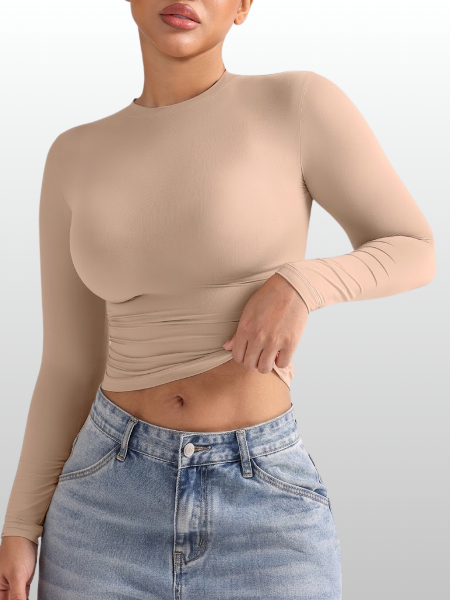 Shaping Top, Langarm, Kompressions-Fit, Second-Skin, Bauchweg-Effekt, Rundhals, Damen