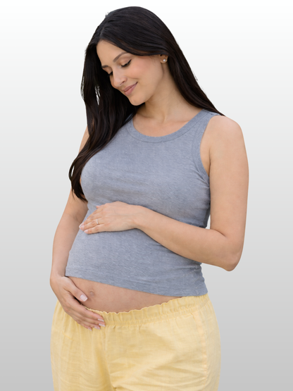 Ripp-Tanktop, Hoher Ausschnitt, Longline, Breite Einfassung, Umstandsfreundlich, Stretch