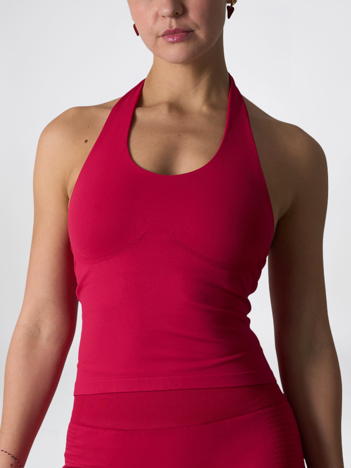 Halter Top Seamless Cropped with Scoop Neck and Wide Neck Strap