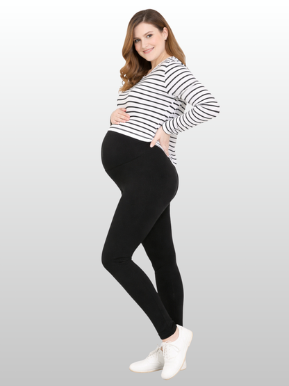 Maternity Leggings, Plus Size, High Waist, Ultra-Stretch, Cotton, Adjustable, All Trimesters