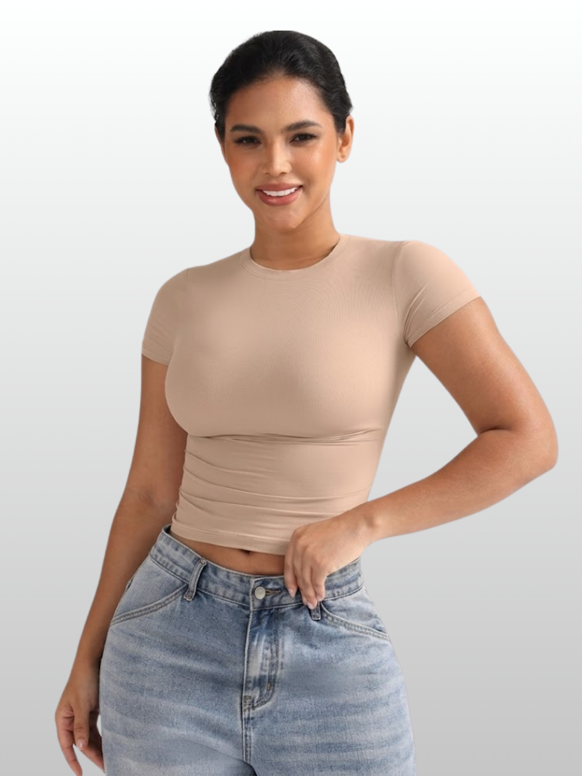 Shaping Top, Kurzarm, Kompressions-Fit, Second-Skin, Bauchweg-Effekt, Rundhals, Damen