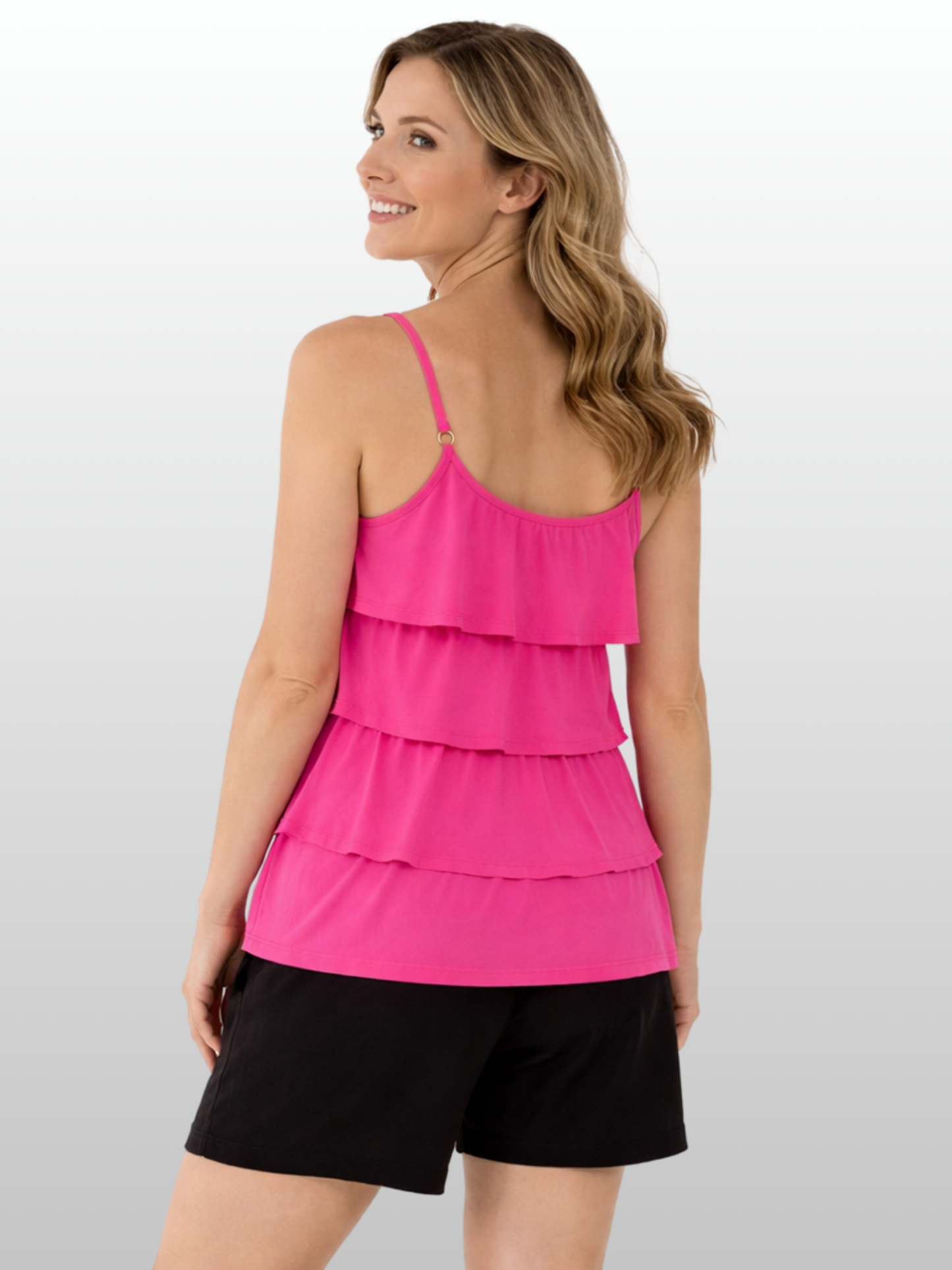 Nursing Camisole, Tiered Design, Ruffles, Lift-Up Nursing Function, Sleeveless, Summer, Loose Flowing
