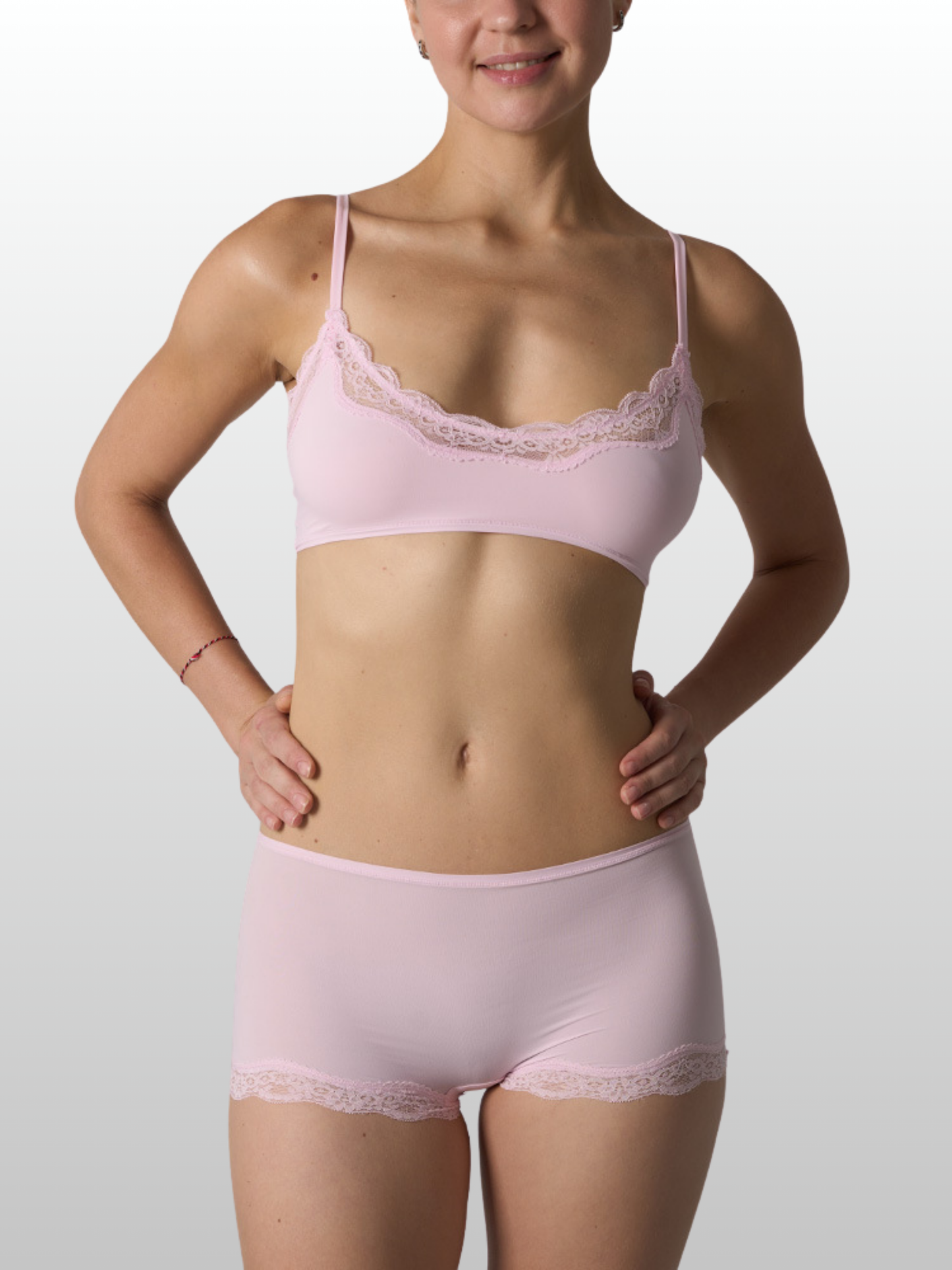 Lounge Set, Bralette & Boxer, Spitzenbesatz, Bügellos, Second-Skin, Homewear & Schlaf, Schwarz