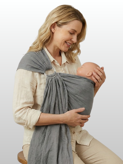 Ringsling, Neugeborene, Skin-to-Skin, Leinen-Baumwolle, Ergonomisch, Atmungsaktiv, C-Kurven-Haltung