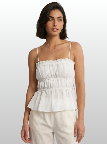 Cami Top, Ruffle Peplum, Chiffon, Spaghetti Straps, Empire Waist