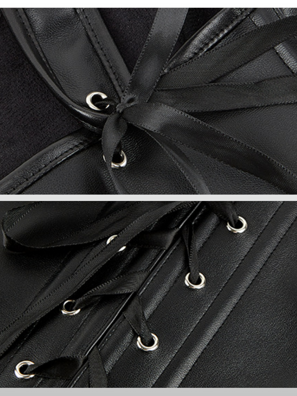 Umstandsmode, Taillenkorsett, Leder Optik, Scoop Neck, Vorder Schnürung