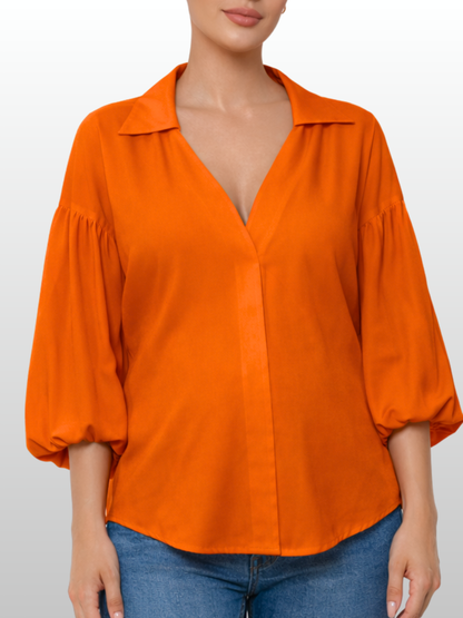 Maternity Blouse, Office Look, Loose Fit, All Trimesters, Collared, Elegant Drape, Postpartum