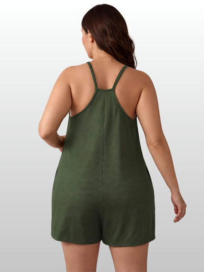 Maternity Jumpsuit, Short, Sleeveless, Plus Size, Loose Fit, Pockets, Summer, Pregnancy Postpartum