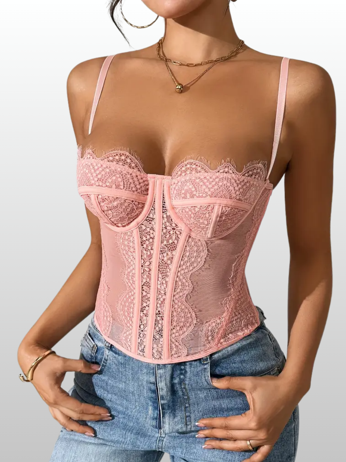 Push Up Top, Verstellbar, Atmungsaktiv, Sanduhr Silhouette, Korsett Optik