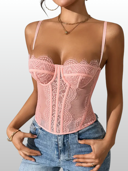 Push Up Top, Verstellbar, Atmungsaktiv, Sanduhr Silhouette, Korsett Optik