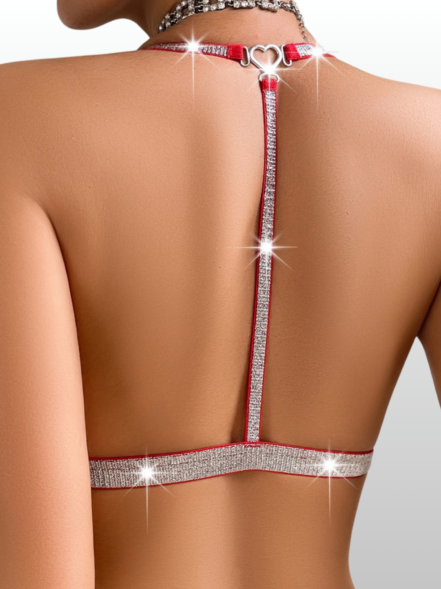 Still-BH, Spitze, Vorderer Clip, Tiefer Ausschnitt, Glitzerträger, Push-up, Bügellos, Bralette