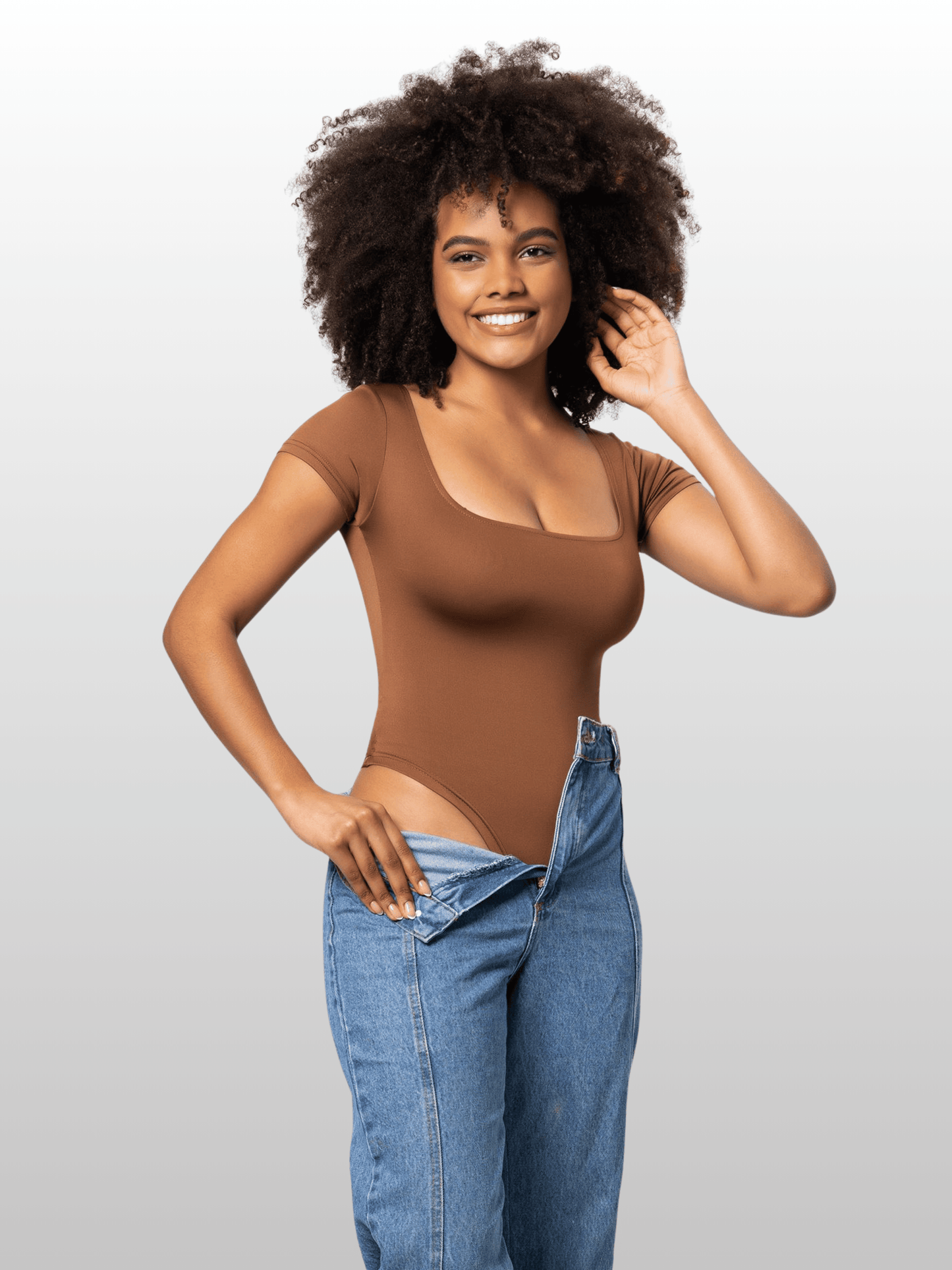 Shaping Bodysuit, Kurzarm, Quadratischer Ausschnitt, Nahtlos, Stringschnitt, Kompression, Figurformend